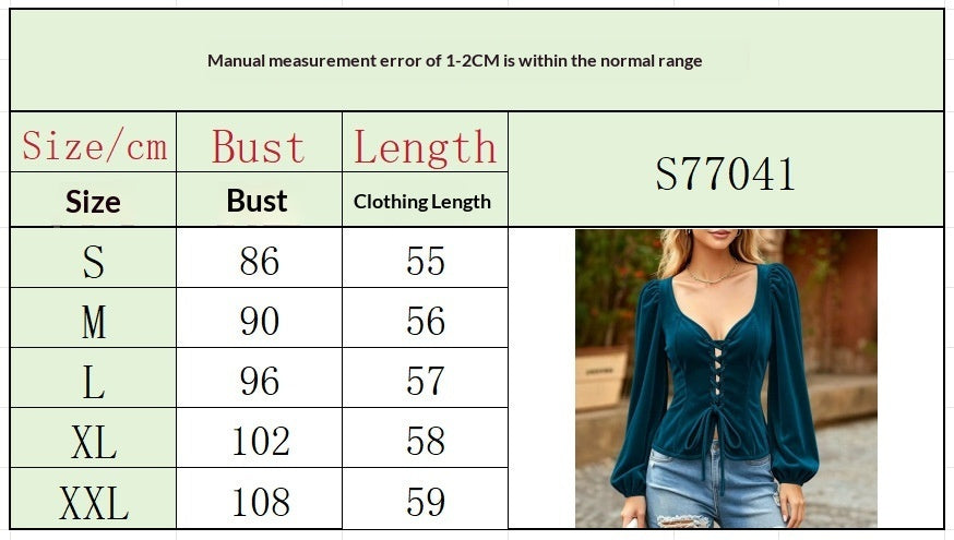 PUFF Lace-Up Velvet Blouse