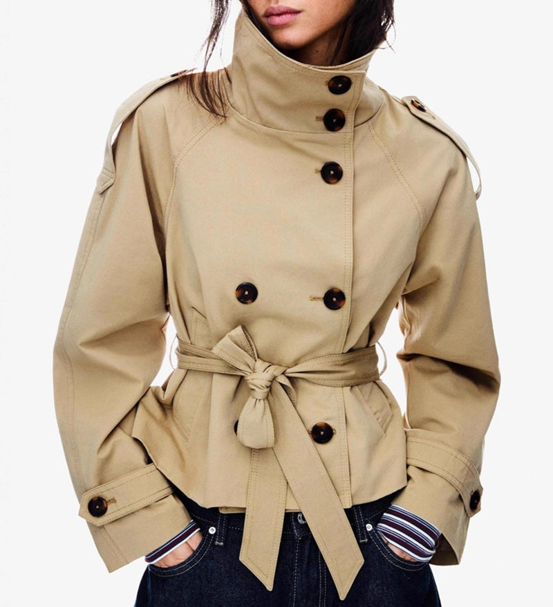 BELTED Lace-Up Trench Coat