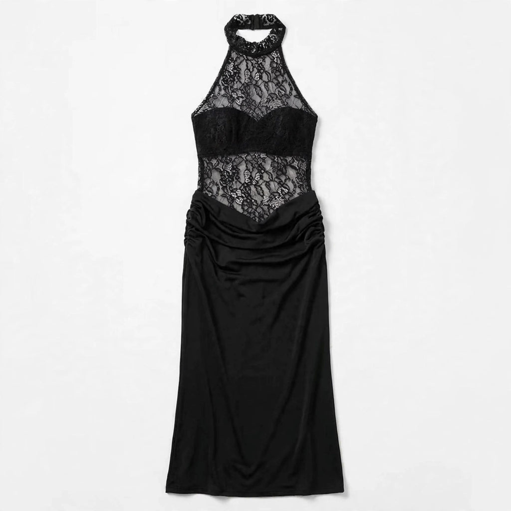 LACE Halter Bodycon Maxi Dress