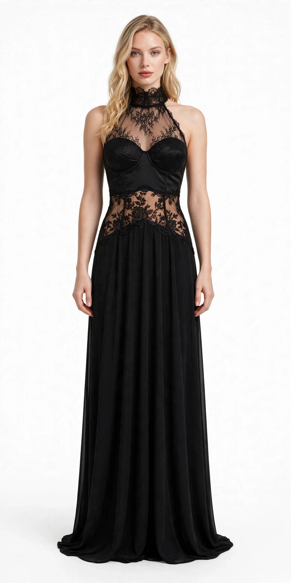 LACE Halter Bodycon Maxi Dress