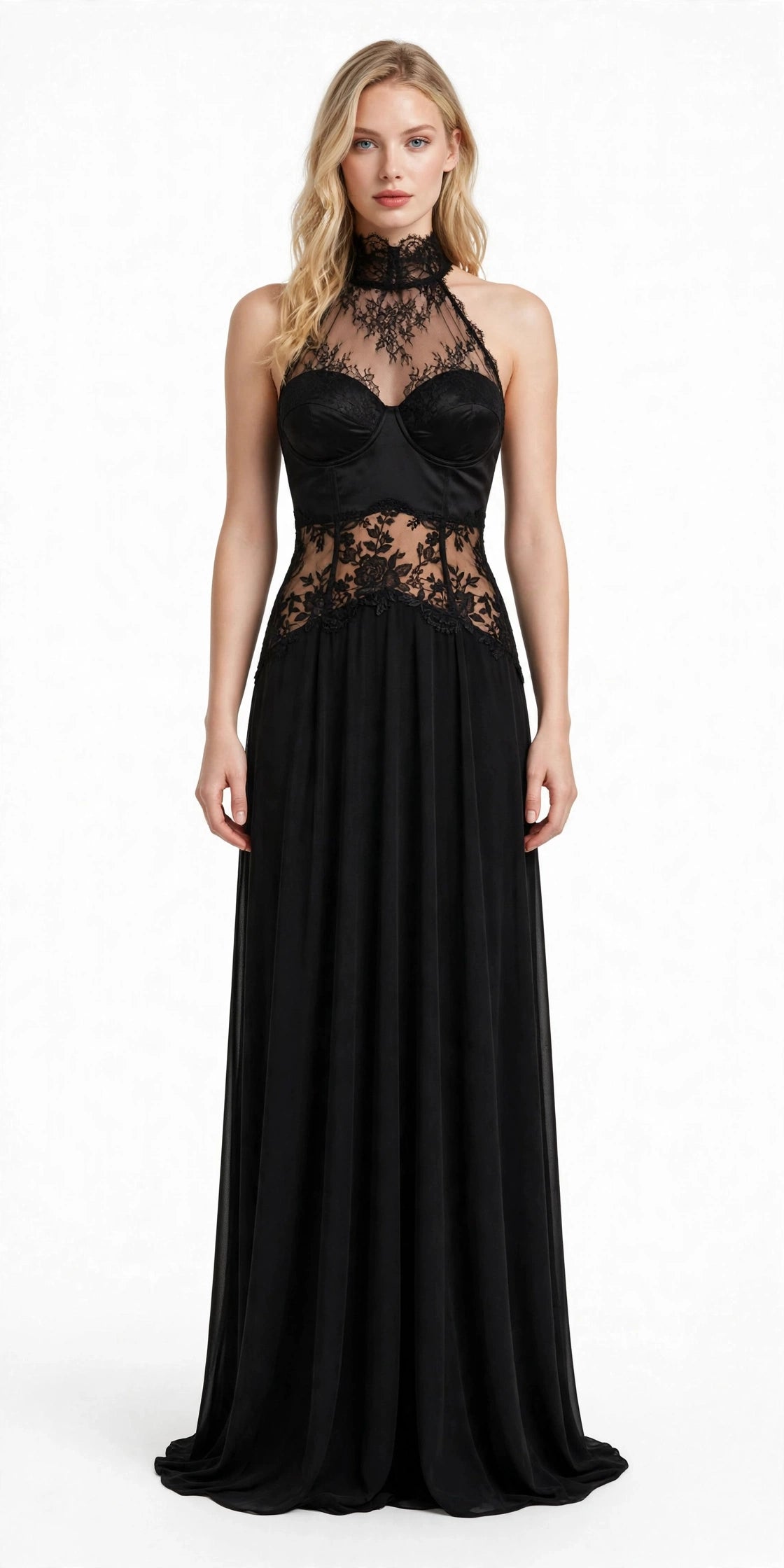 LACE Halter Bodycon Maxi Dress