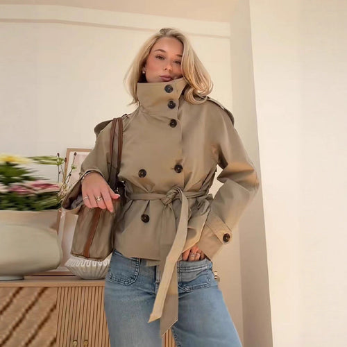 BELTED Lace-Up Trench Coat