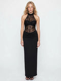 LACE Halter Bodycon Maxi Dress