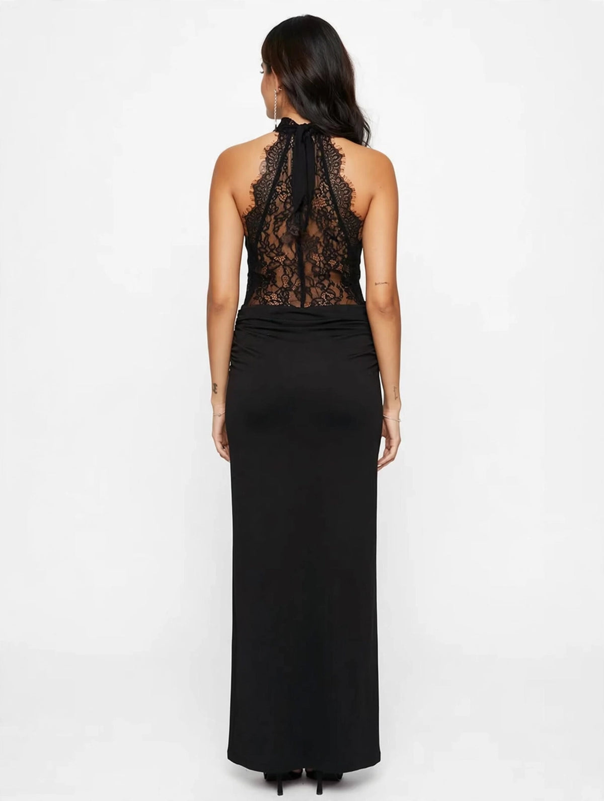 LACE Halter Bodycon Maxi Dress
